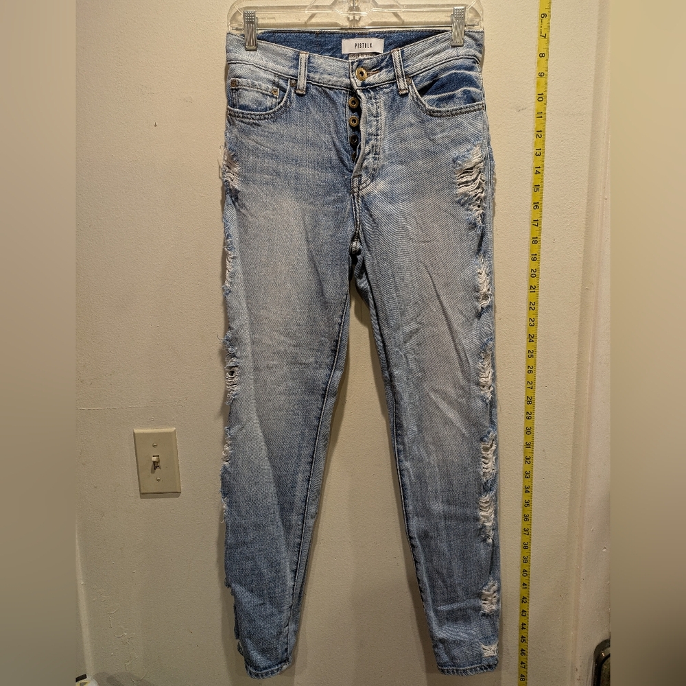Pistola High Rise Distressed Blue Jeans Size 25 - Picture 2 of 10
